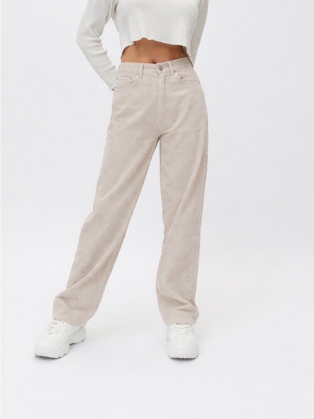 Urban Outfitters BDG Hi Rise Baggy Corduroy Pants Cream Size 31 90s Streetwear